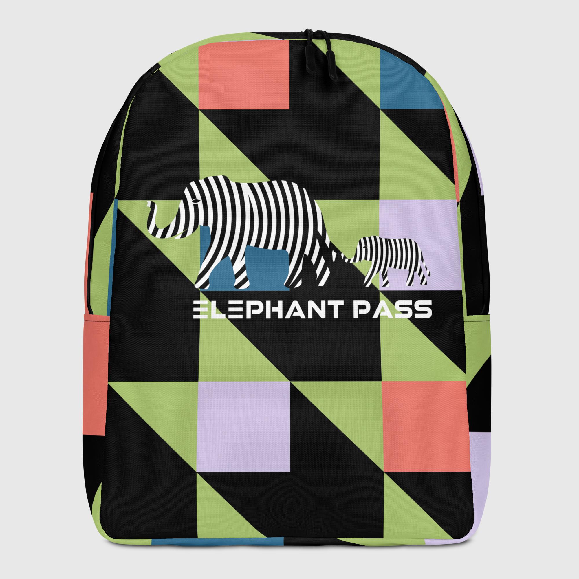 EMILY - Zaino minimal stampa elefante con strisce di zebra